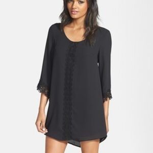 ASTR | Black Lace Trim Mini Shift Dress